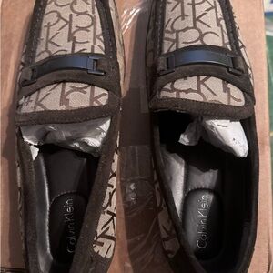 SOLD!! Calvin Klein Monogram Loafers - Brown